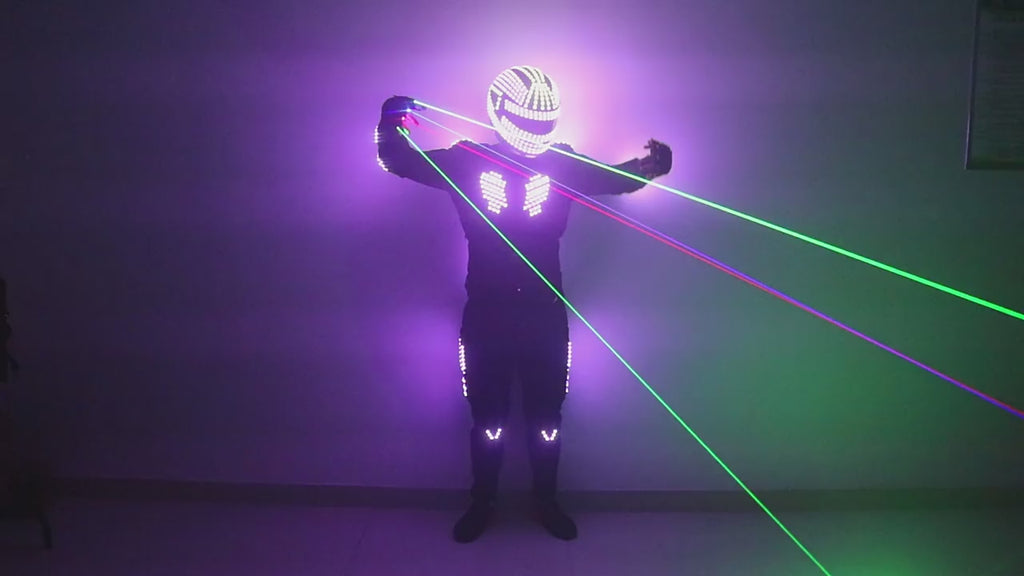 RGB LED Robot Outfit with Laser Beam Gloves – Stage Show Costume