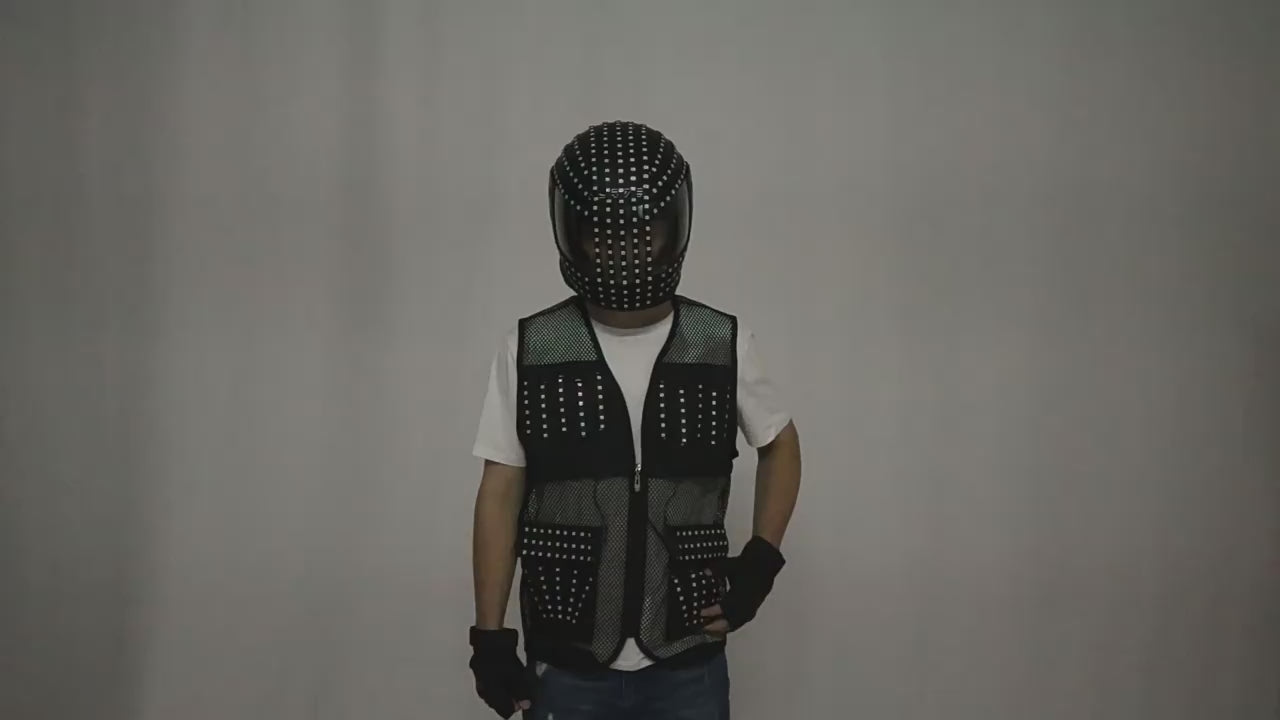 LED Robot Suit with Glowing Helmet – Light-Up Performance Costume