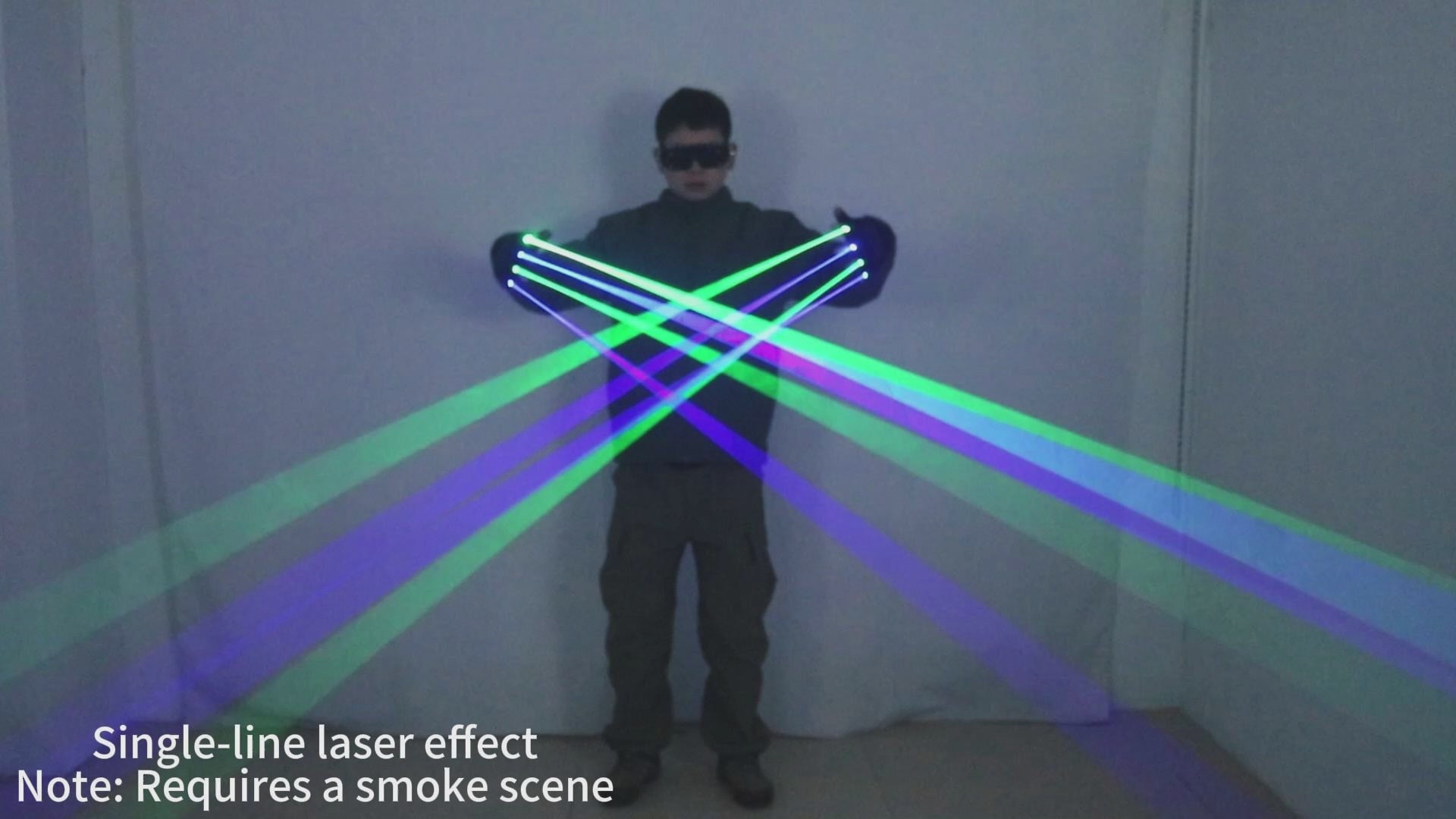 Blue & Green Laser Gloves for DJ Party Light Show — LED Rave Performance Gloves