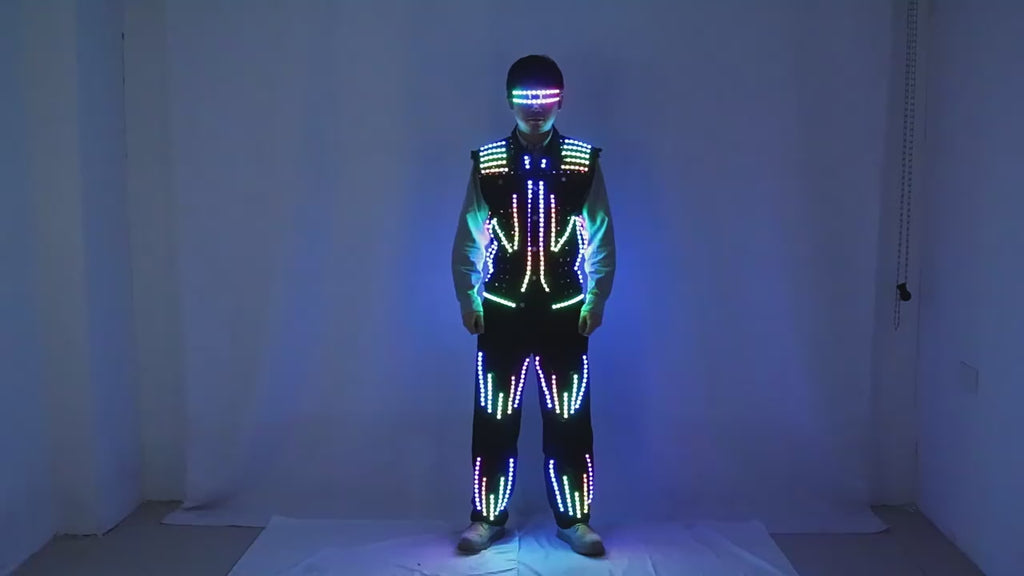 LED Luminous Vest AI Robot Performance Fluorescent Clothing Props Night Party Lighted Jacket