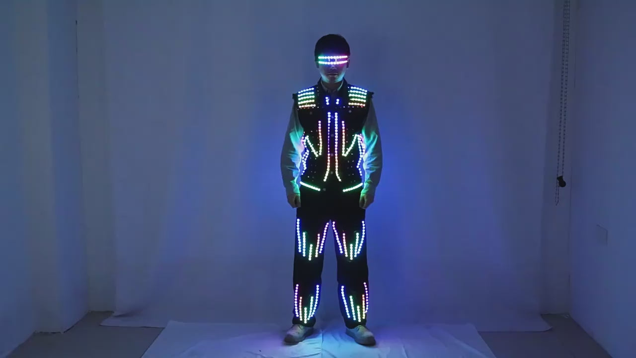 LED Luminous Vest AI Robot Performance Fluorescent Clothing Props Night Party Lighted Jacket