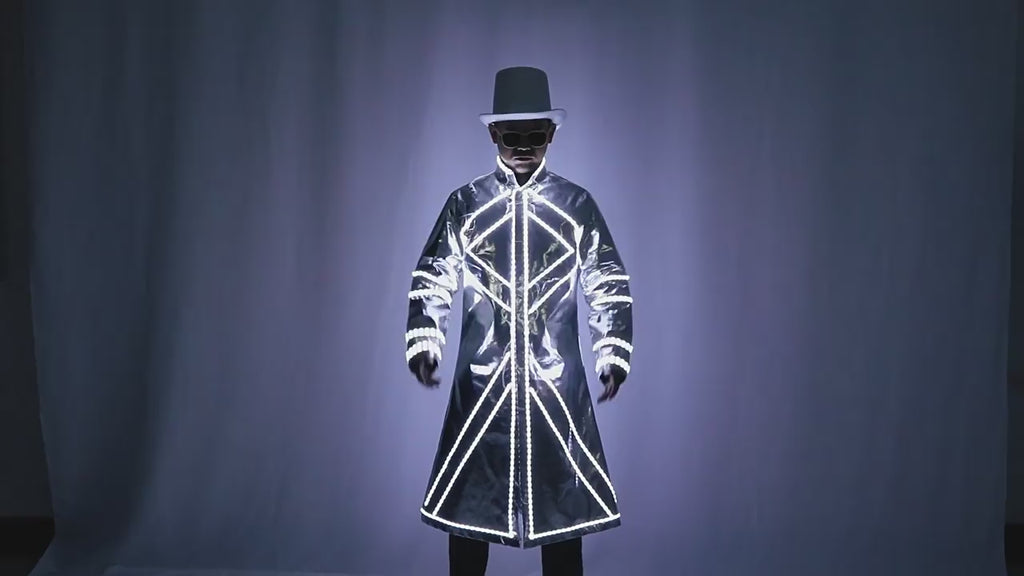 LED Light Up Robot Costume Luminous Fluorescent Suit Glowing Stage Performance Outfit Party DJ Dance Props
