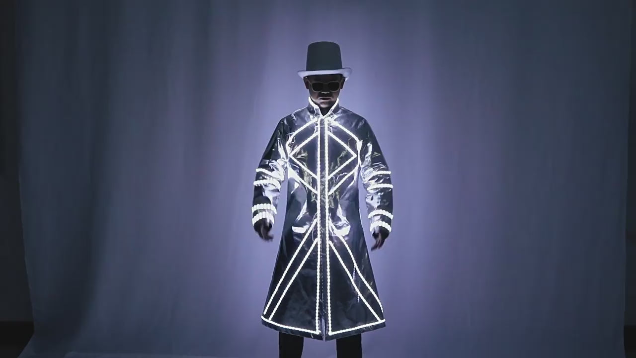 LED Light Up Robot Costume Luminous Fluorescent Suit Glowing Stage Performance Outfit Party DJ Dance Props